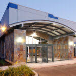 Full height turnstile back entrance installation